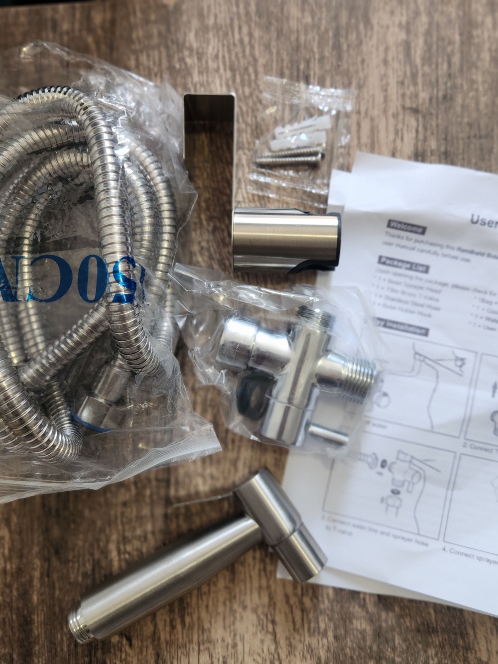 Stainless Steel Handheld Bidet Sprayer Set - Brushed Silver